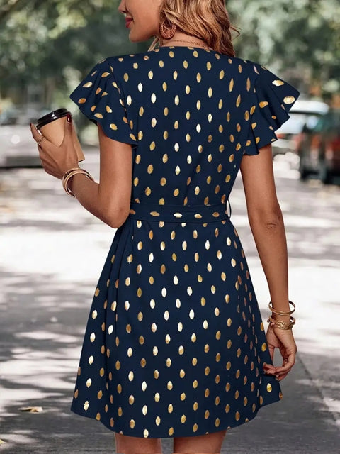 Robe Bleu et Dorée de dos