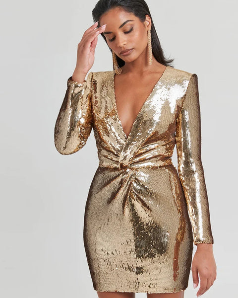 Robe à sequins dorée