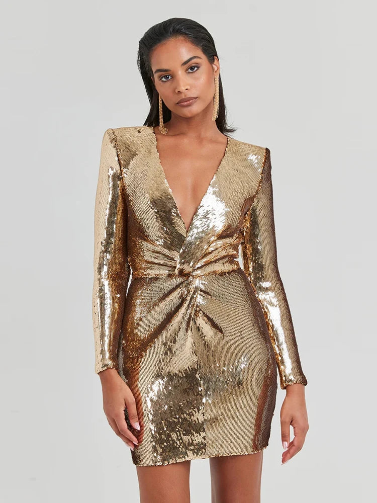 Robe à sequins dorée