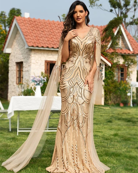 Robe de demoiselle d'honneur champagne couleur doré